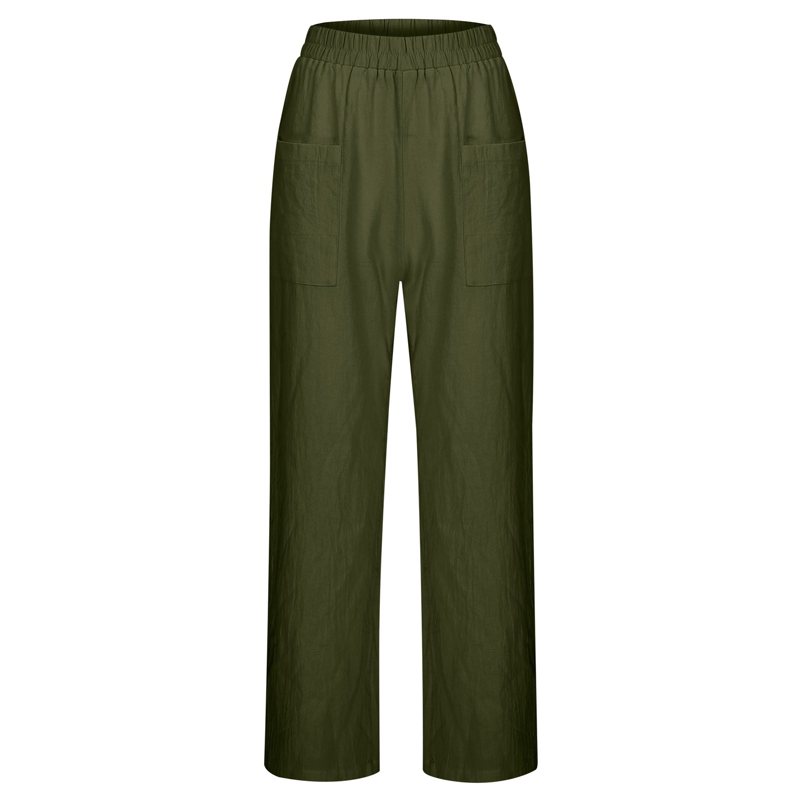 thumbnail image 4 of Pantalones elásticos de lino de cintura alta para mujer, informales: pantalones ligeros de verano para hacer ejercicio, 4 of 8